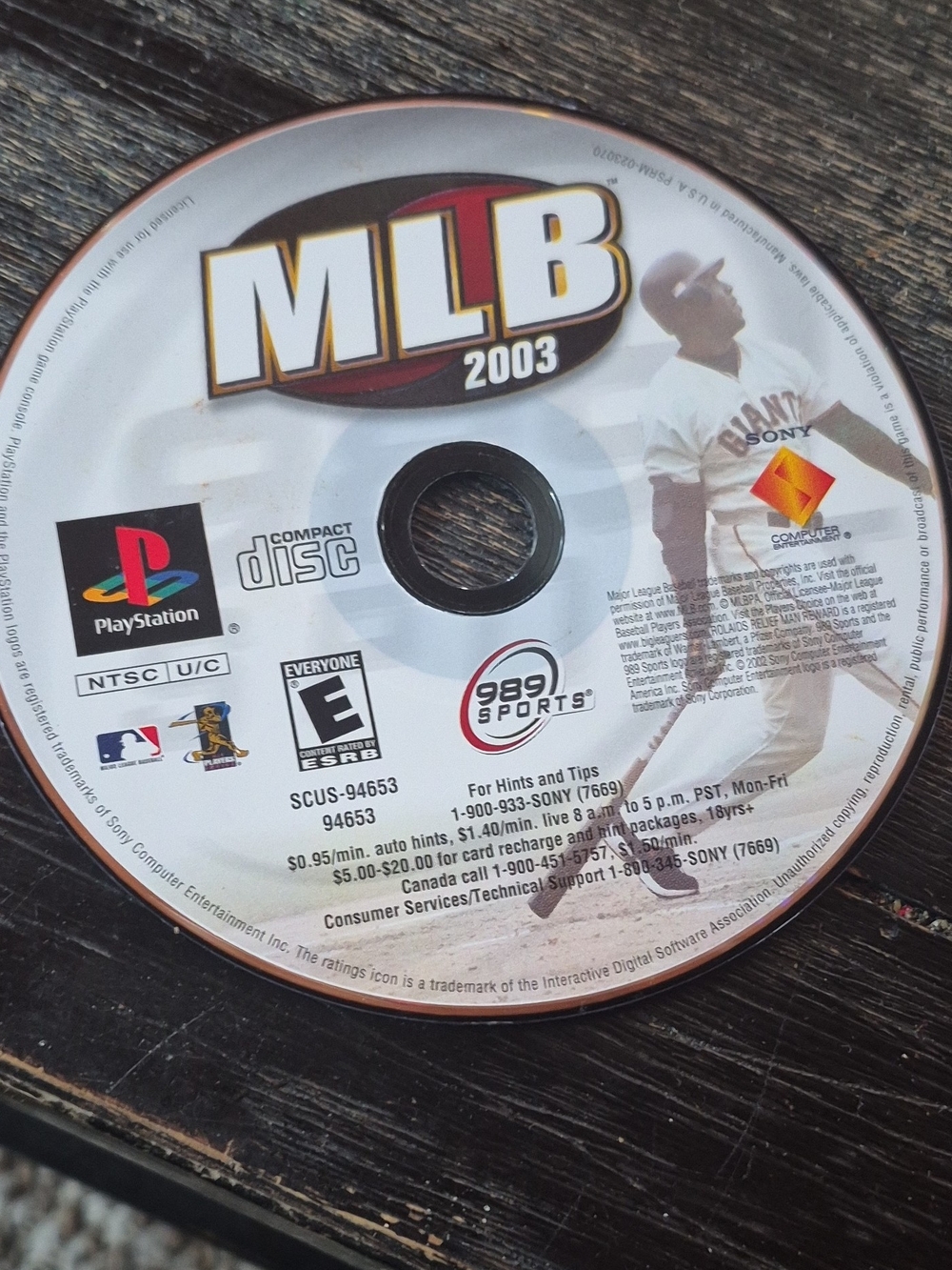 MLB 2003 PlayStation 1 Loose Disc